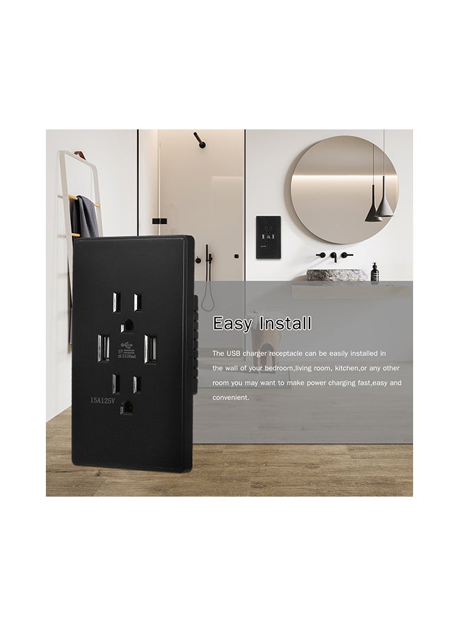 قابس جداري بمنفذ USB مزدوج أسود 12.5x5x7.5سم  - Image 4