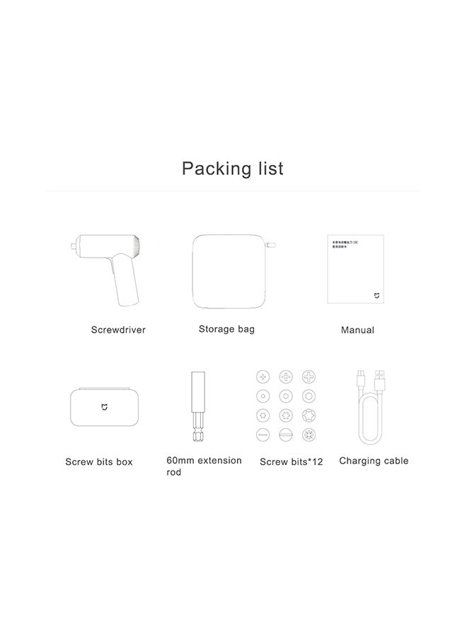 Xiaomi 13-Piece Mijia Cordless Rechargeable Screwdriver With Screw Bits Set Black 16.5x6x16.5cm  - Image 3