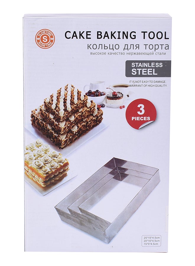 Generic - 3-Piece Retangle Cake Baking Tool Set Silver 26x15x.4.50centimeter - Image 1