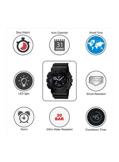 G-SHOCK Men's VERSUS FIRE ISLAND Round Shape Synthetic Analog & Digital Wrist Watch - Black - GA-100-1A1DRR  - Image 5
