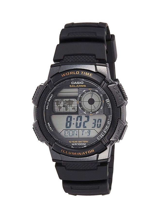 كاسيو ساعة يد كوارتز كلاسيكية بسوار من الراتينج طراز AE1000W - قياس 45 مم - لون أسود للأولاد  - Image 1