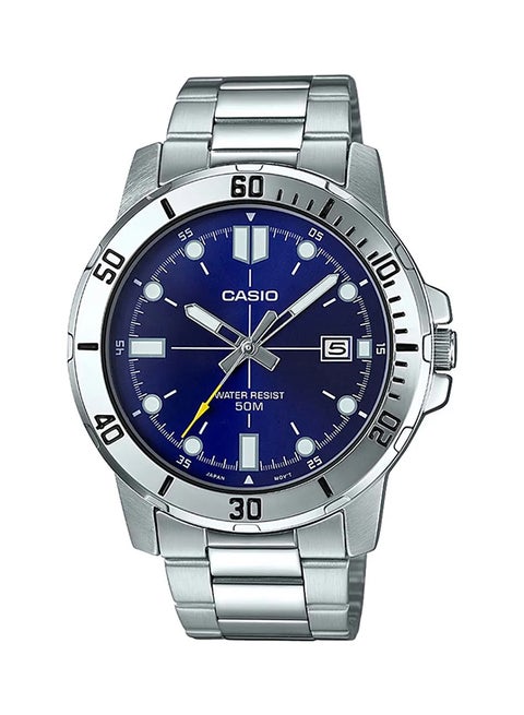 Men's Enticer Water Resistant Stainless Steel Analog Watch MTP-VD01D-2EVUDF - 45 mm - Silver