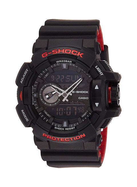 Men's Round Shape Silicone Strap Analog & Digital Wrist Watch 52 mm - Black - GA-400HR-1ADR