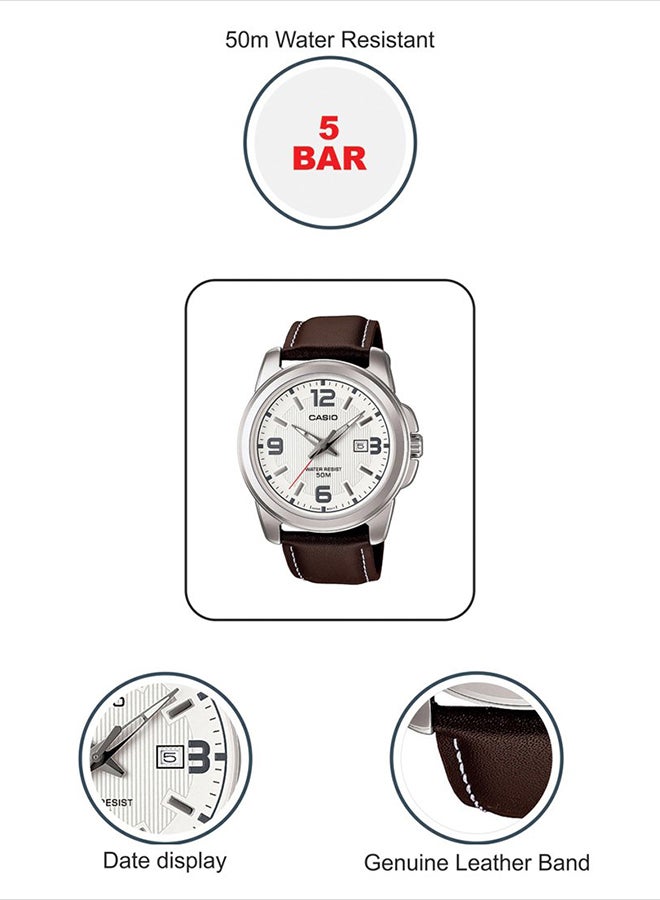 كاسيو ساعة يد كور بعقارب طراز MTP1314L-7AV - 50 مم - لون بني للرجال - Image 5
