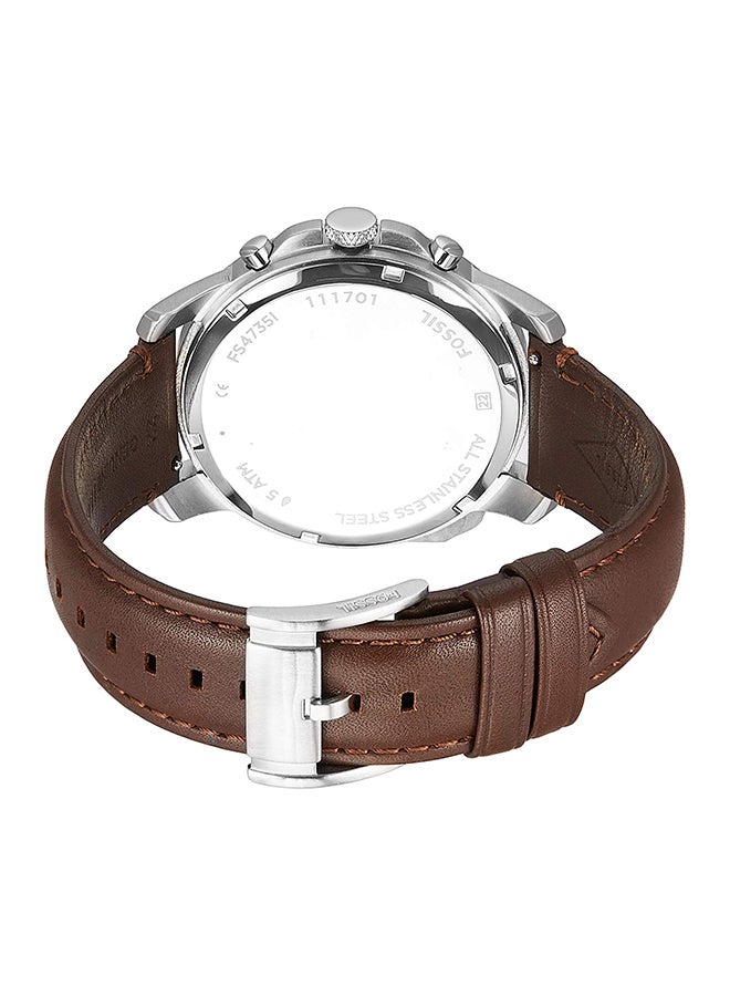 FOSSIL Men's Grant Leather Chronograph Watch FS4735 - 44 mm - Brown  - Image 2