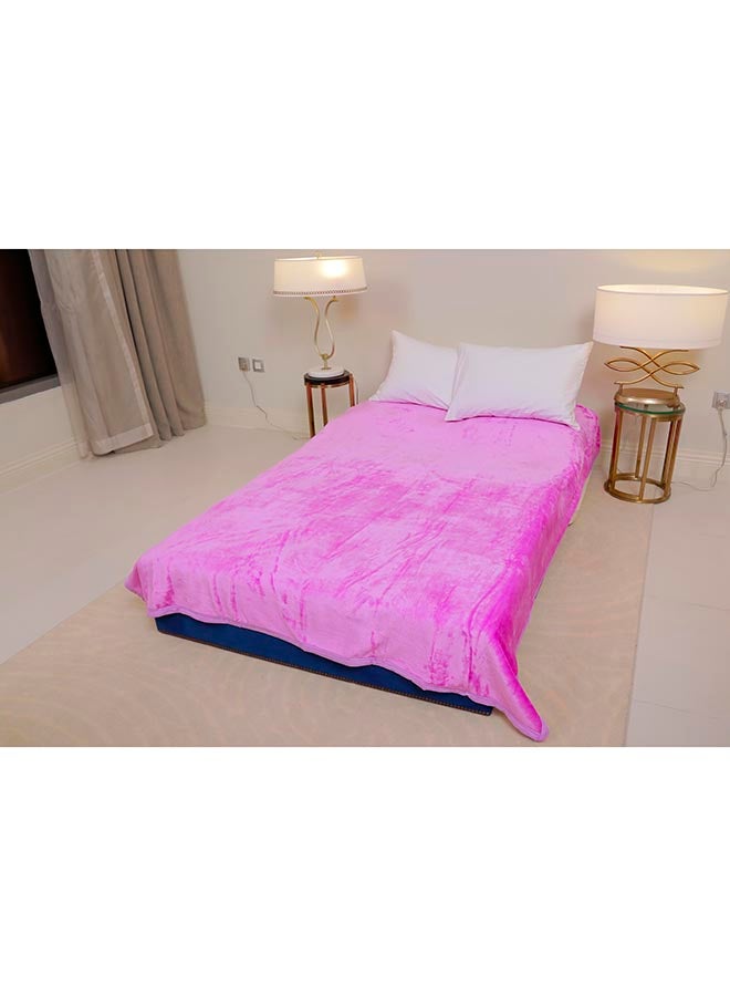 PARAJOHN Soft Flannel Fleece Blanket Polyester Pink 200x240cm - Image 2