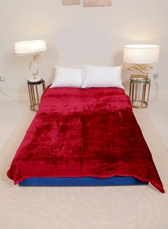 PARAJOHN Soft Flannel Fleece Blanket Polyester Maroon 200x240centimeter  - Image 1