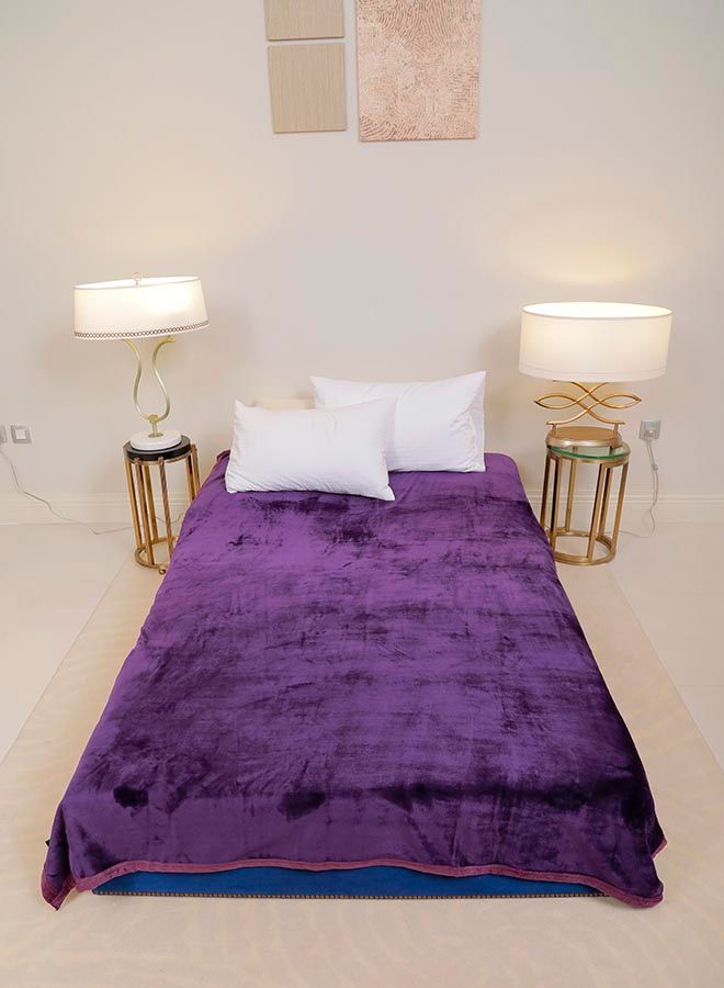PARAJOHN Soft Flannel Fleece Blanket Polyester Purple 200x240cm - Image 1