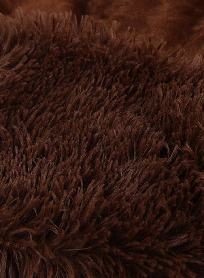 Long Fur Throw Blanket polyester Brown 63x79inch  - Image 3