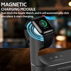 PROMATE Apple Wireless Charging Station, World’s First MFi Certified 20W Power Delivery Charging Dock with 10W Qi Fast Wireless Charging, MFi Apple Watch Charger and 2.4A USB Charging Port for Apple iPhone 12, iPod, iPad, PowerState Black  - Image 4