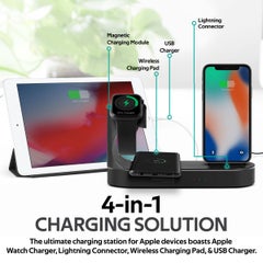 PROMATE Apple Wireless Charging Station, World’s First MFi Certified 20W Power Delivery Charging Dock with 10W Qi Fast Wireless Charging, MFi Apple Watch Charger and 2.4A USB Charging Port for Apple iPhone 12, iPod, iPad, PowerState Black  - Image 3