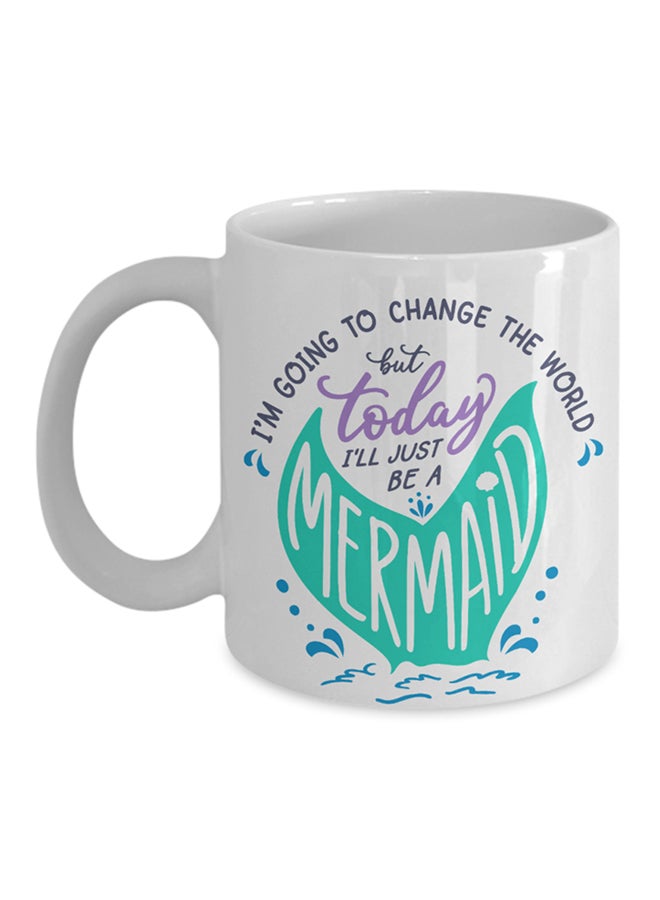 إيتالكو "مج قهوة مطبوع عليه عبارة "Today I'll Just Be A Mermaid" أبيض
