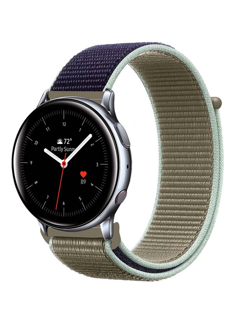 Perfii Nylon Loop Replacement Band 20 mm For Samsung Active 2 Khaki/Blue - Image 1