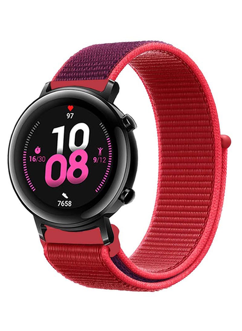 Perfii Nylon Loop Replacement Band 20 mm For Huawei Watch GT Red/Purple  - Image 1
