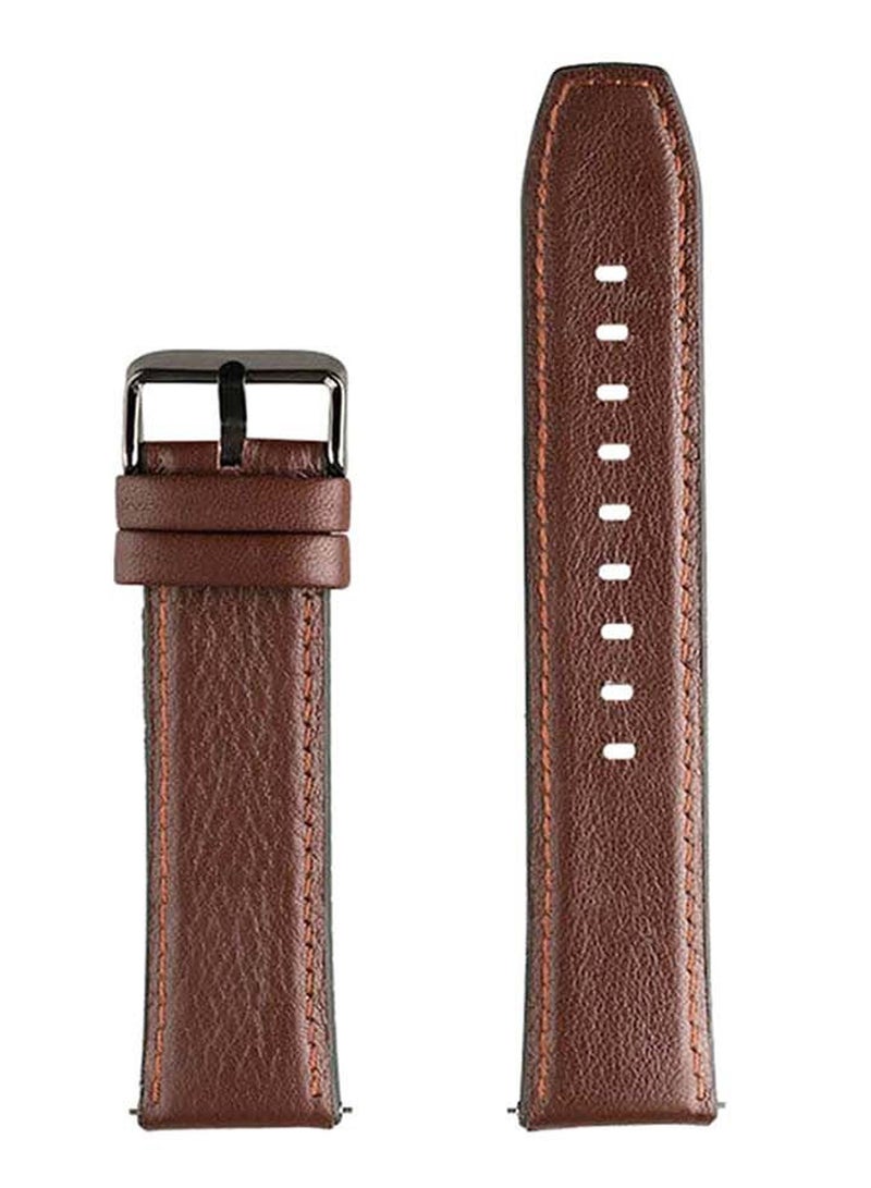 Perfii Genuine Leather Replacement Band 20 mm For Samsung Active 2 Dark Brown - Image 1