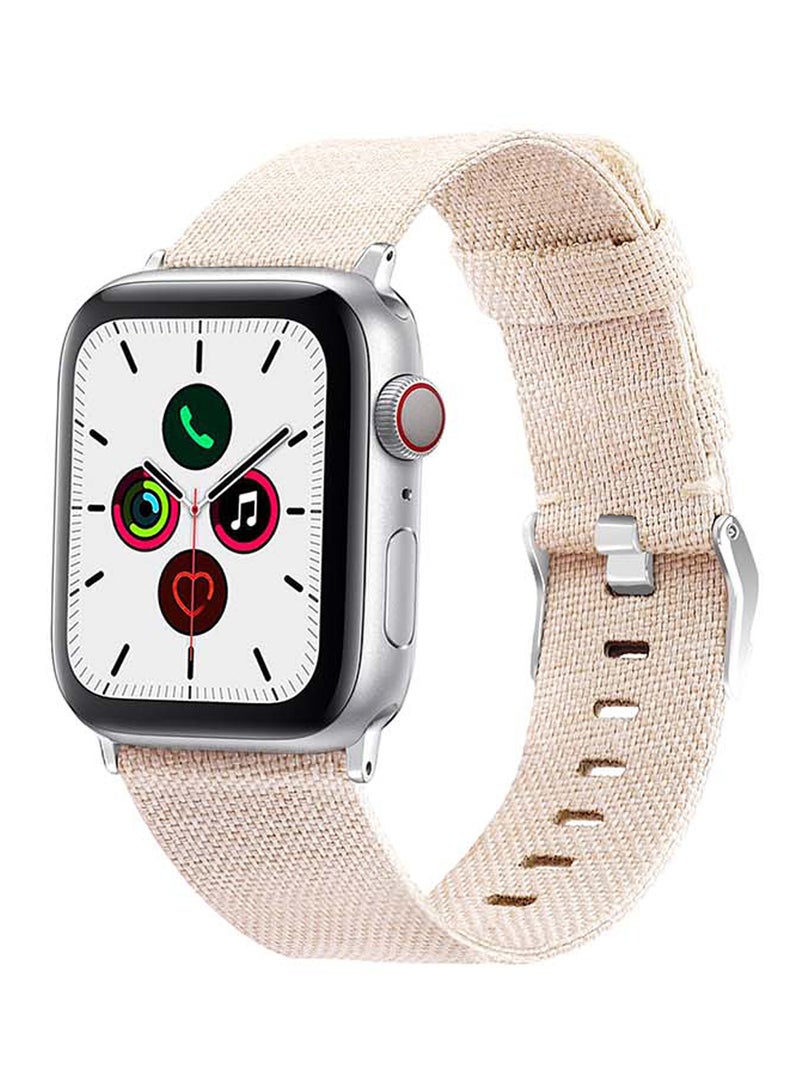 Perfii - Fabric Replacement Band  For Apple Watch Series 5/4/3/2/1 Beige Sand - Image 1