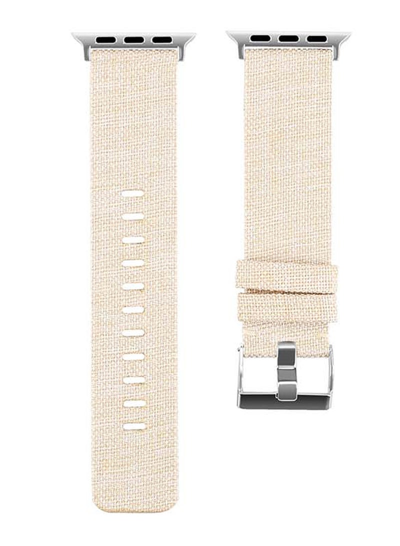 Perfii - Fabric Replacement Band  For Apple Watch Series 5/4/3/2/1 Beige Sand - Image 1
