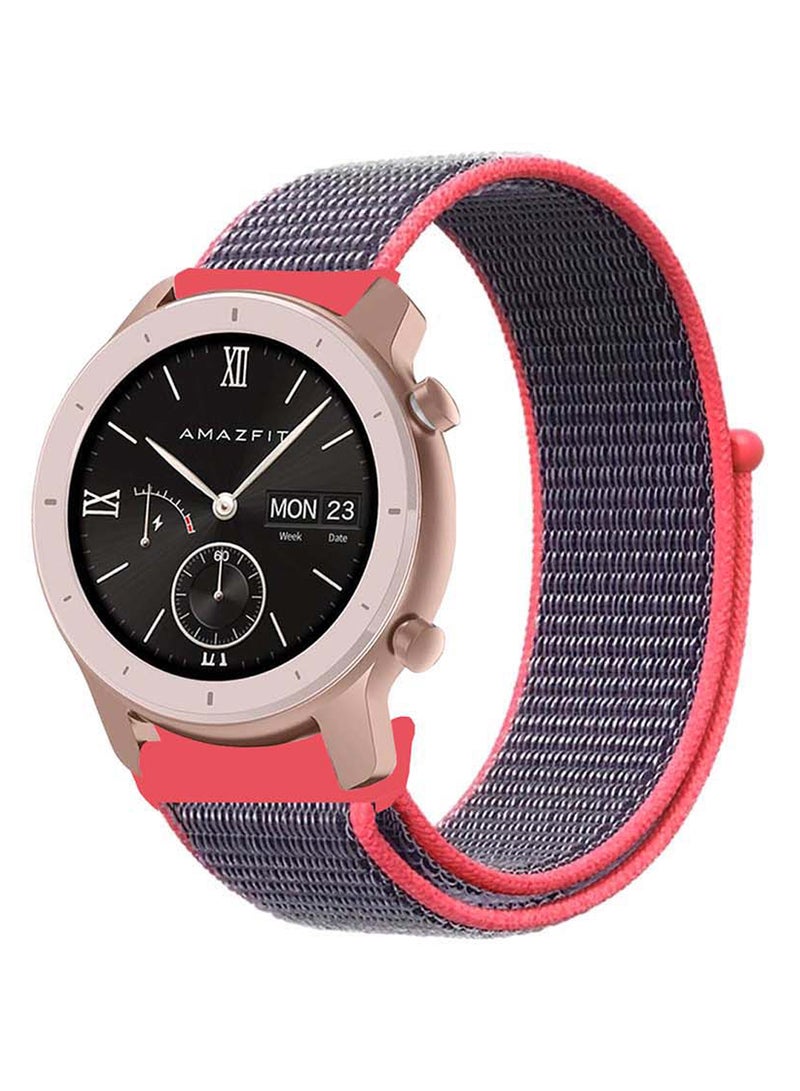 Perfii Nylon Loop Replacement Band 20 mm For Amazfit GTR Electric Pink/Black - Image 1