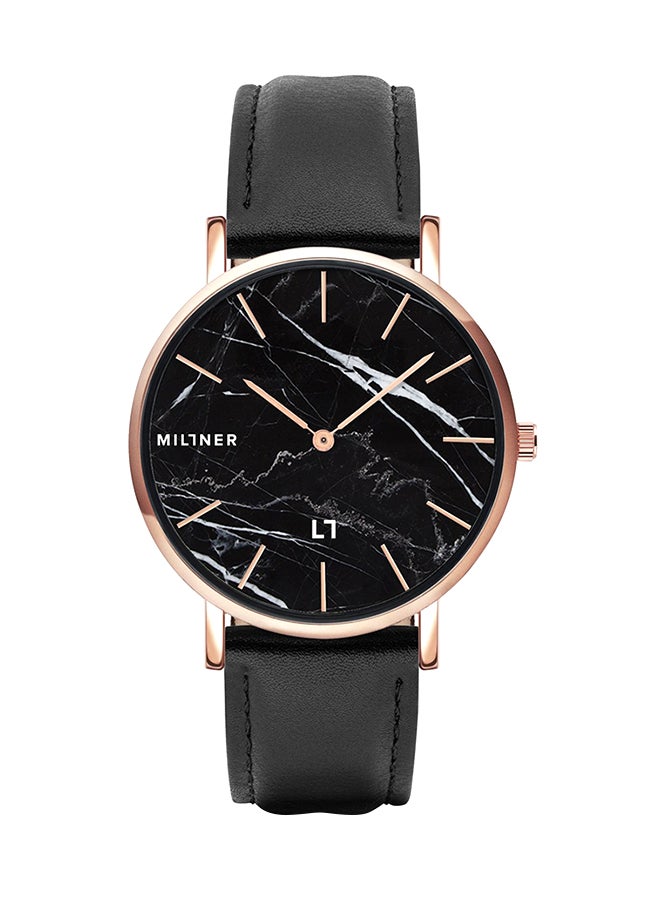 ميلنر ساعة يد بعقارب وسوار من الجلد طراز 0010202 - 39 مم - أسود للنساء - Image 1