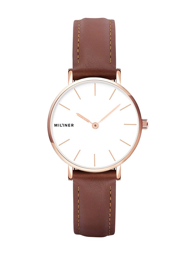 ميلنر ساعة يد بعقارب وسوار من الجلد طراز 0010601 - 28 مم - بني للنساء - Image 1