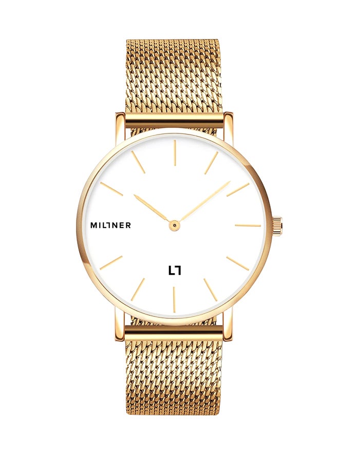ميلنر ساعة يد بعقارب وسوار معدني طراز 0010106 - قياس 39 مم - ذهبي للنساء - Image 1