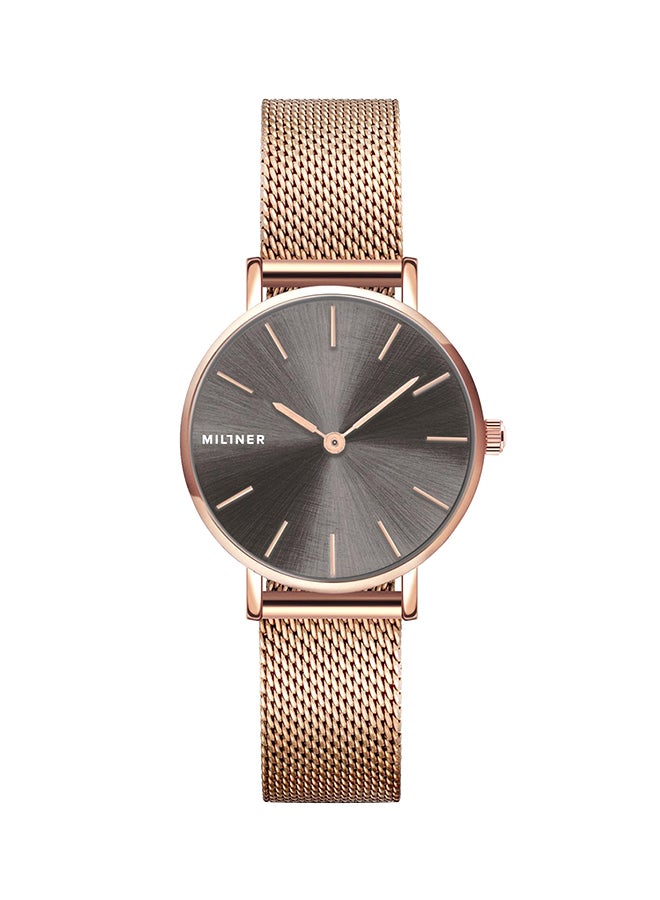 ميلنر ساعة يد بعقارب وسوار من المعدن طراز 0010608 - 28 ملم - ذهبي وردي للنساء - Image 1