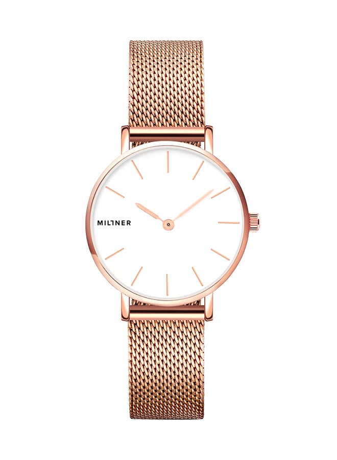 ميلنر ساعة يد بعقارب وسوار معدني طراز 0010602 - مقاس 28 مم - لون ذهبي وردي للنساء - Image 1