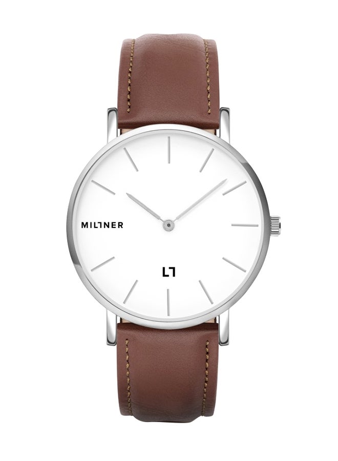 Millner Men's Leather Strap Analog Wrist Watch 0010408 - 39 mm - Brown - Image 1