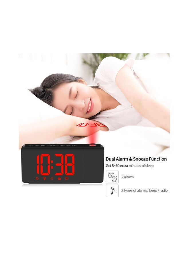 Generic - Usb Operated LED Projection Alarm Clock Timer Black - Image 1
