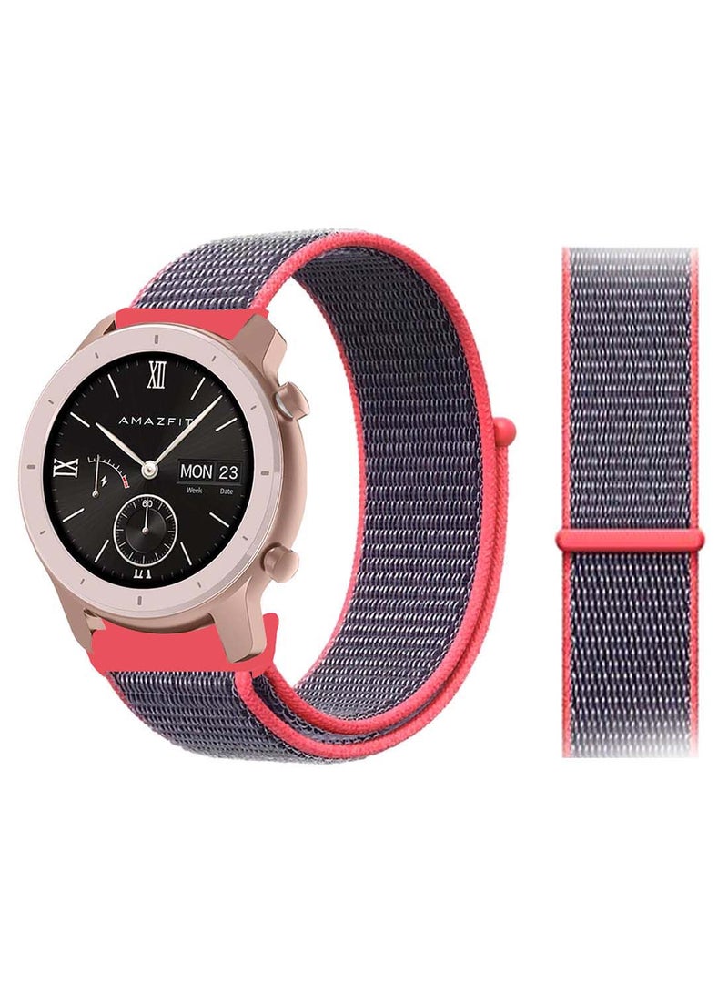 Perfii Nylon Loop Replacement Band 20 mm For Amazfit GTR Electric Pink/Black - Image 2
