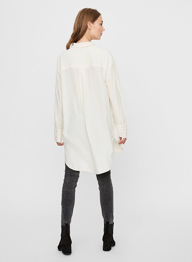 VERO MODA - Longline Shirt Off-White - Image 1