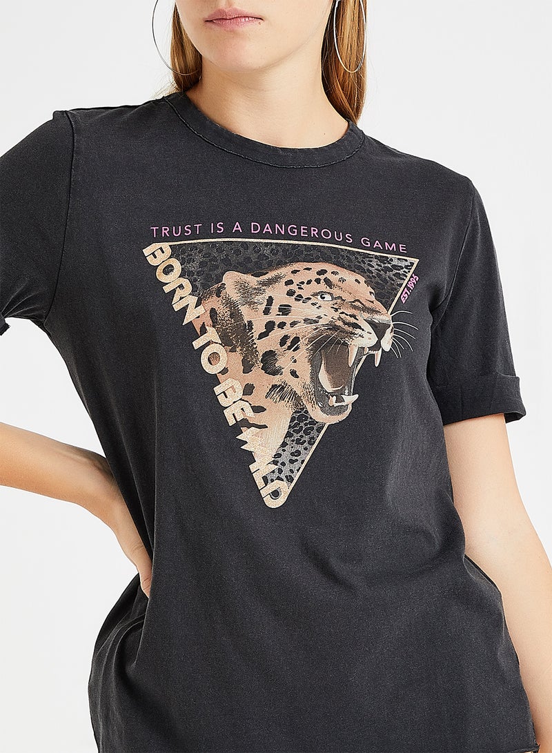 ONLY - Animal Graphic T-Shirt Black - Image 1