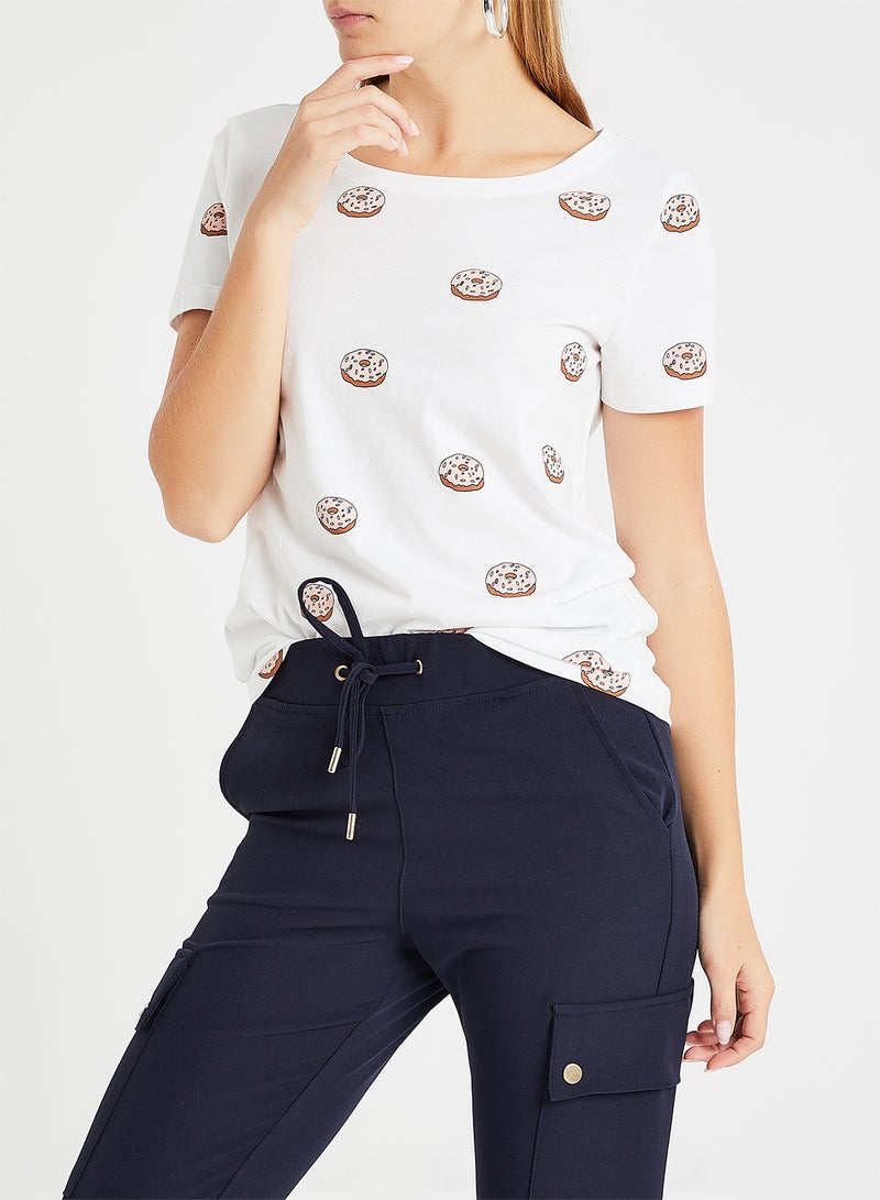 اونلي تيشيرت بطبعة دونات أبيض - Image 1