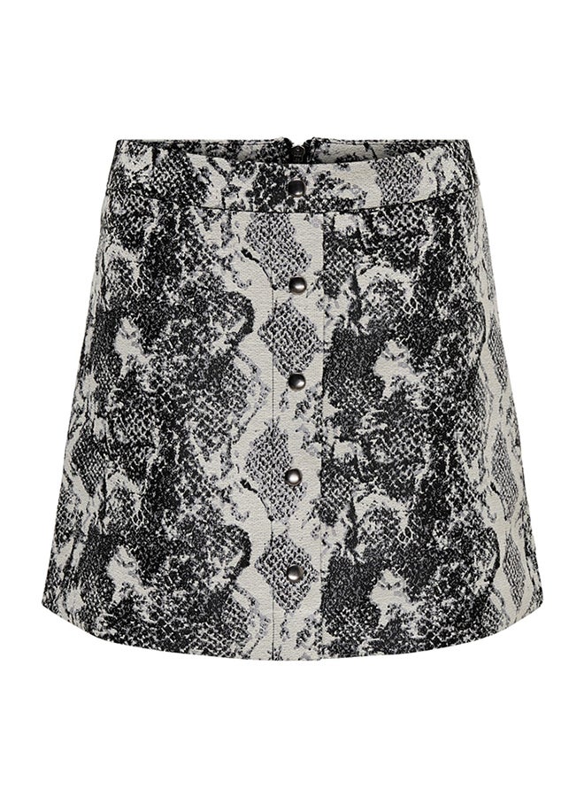 ONLY - Snake Print Mini Skirt Off-White - Image 1