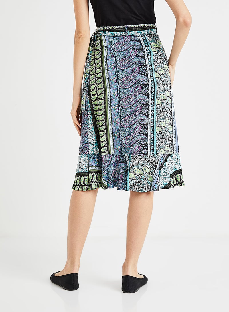 Jacqueline de Yong - Casual Multi Print Wrap Skirt Multicolour - Image 1
