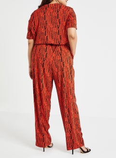 Vero Moda Curve Elasticated Drawstring Waist Jumpsuit Orange  - Image 3