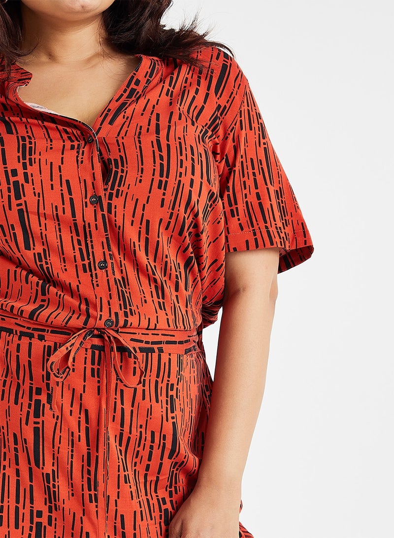 Vero Moda Curve - Elasticated Drawstring Waist Jumpsuit Orange - Image 1