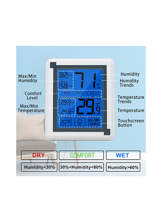 Generic Digital Hygrometer Thermometer White/Grey 13.30x3.30x10.50cm  - Image 3