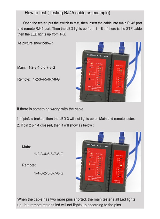 2-Piece Network Cable Tester Set Black/Red 17x3.40x11cm - Image 2
