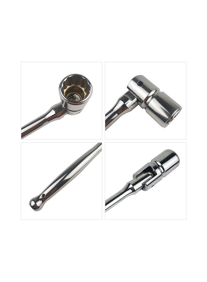 Drive Spark Plug Socket Wrench Metric Socket Head Ratchet Spanner silver 25x3x3cm  - Image 4