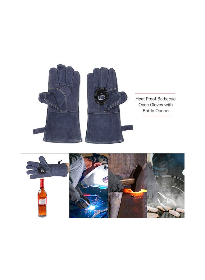 Barbecue Gloves With Bottle Opener Grey 37x3.20x19.50cm - Image 2
