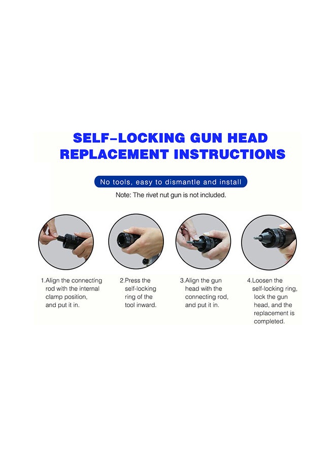 Generic - M10 Rivet Nut Gun Head Nozzle Self-locking Accessory Black - Image 1