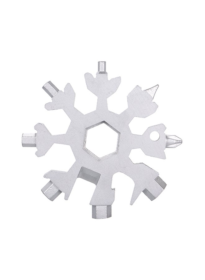 Snowflake Shaped Multi-Functional Screwdriver With Keychain Tool Card Silver 6.50x1x6.50cm  - Image 1