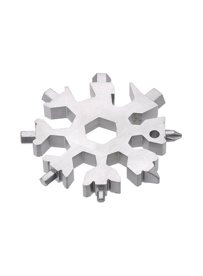 Snowflake Shaped Multi-Functional Screwdriver With Keychain Tool Card Silver 6.50x1x6.50cm  - Image 2