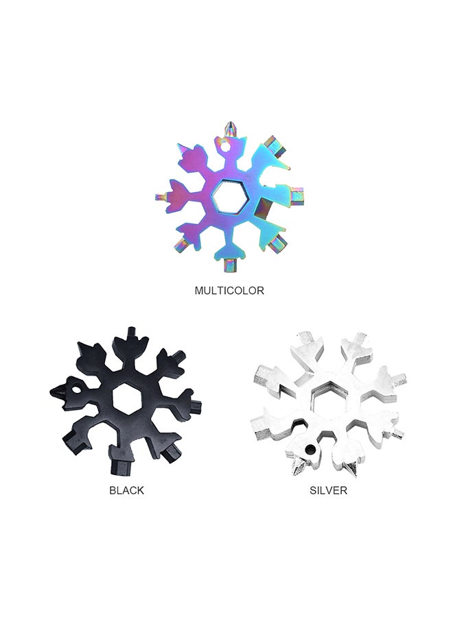 Snowflake Shaped Multi-Functional Screwdriver With Keychain Tool Card Multicolor 6.50x1x6.50cm