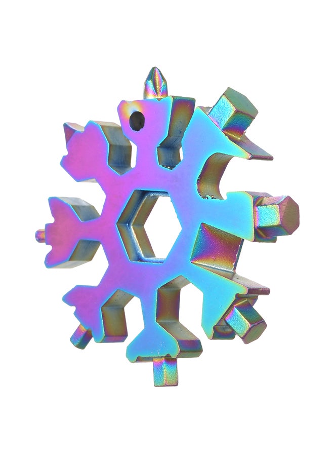 Snowflake Shaped Multi-Functional Screwdriver With Keychain Tool Card Multicolor 6.50x1x6.50cm