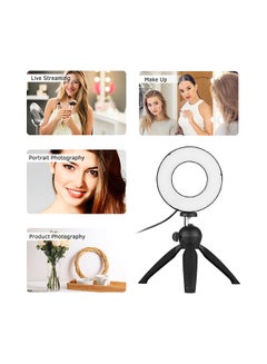Generic LED Ring Light Lamp 3 Modes With Mini Tripod Stand Black  - Image 5