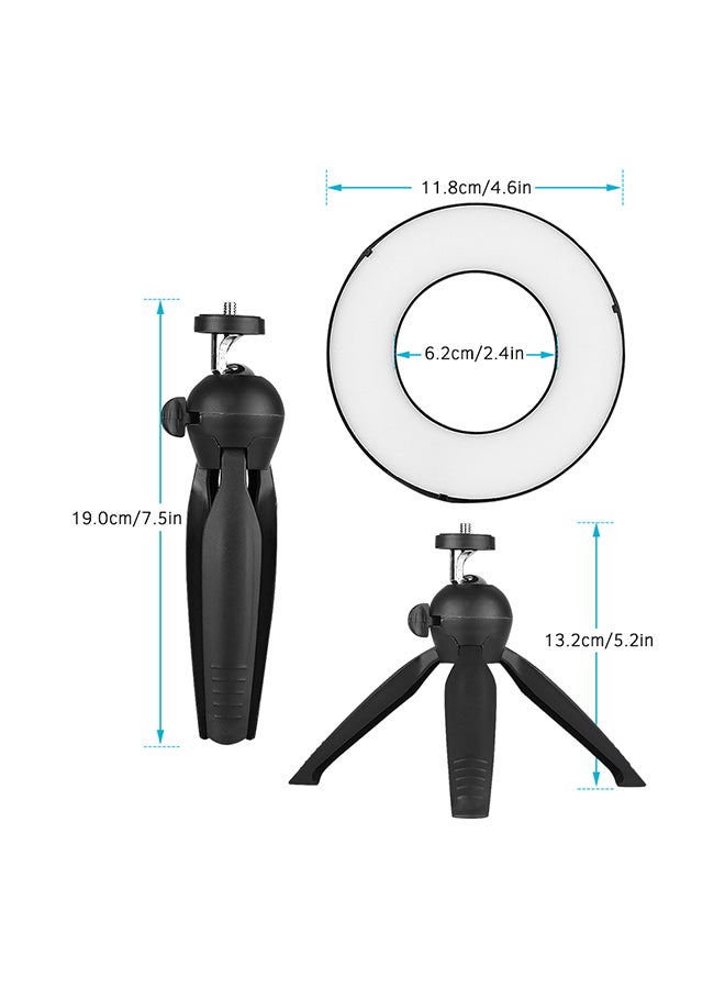 Generic - LED Ring Light Lamp 3 Modes With Mini Tripod Stand Black - Image 1