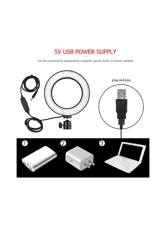 Dimmable Mini LED Video Ring Light 3 Modes With Stand Black - Image 2