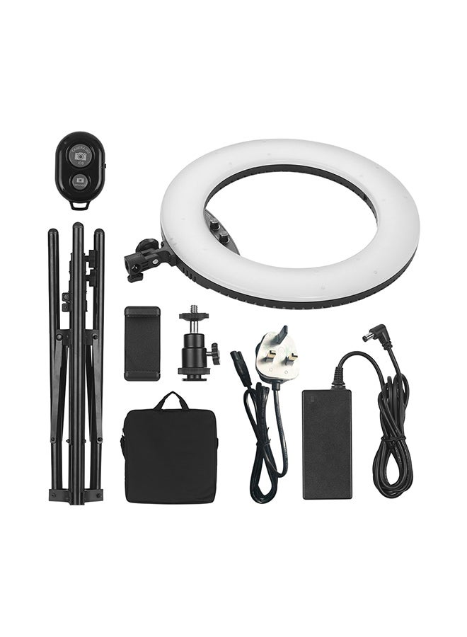 مصباح حلقي مضيء قابل للتعتيم مع حامل ثلاثي القوائم أسود - Image 2